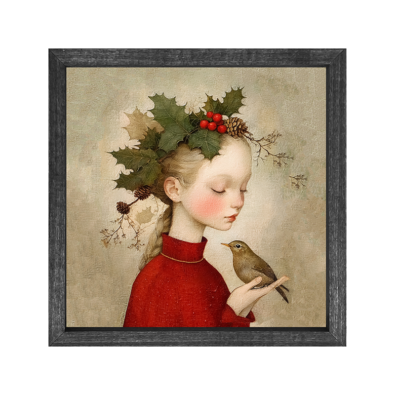 Girl with Holly and Bird