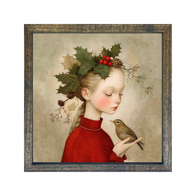 Girl with Holly and Bird