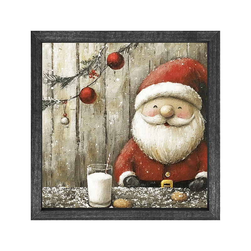 Santa enjoying Cookies and milk