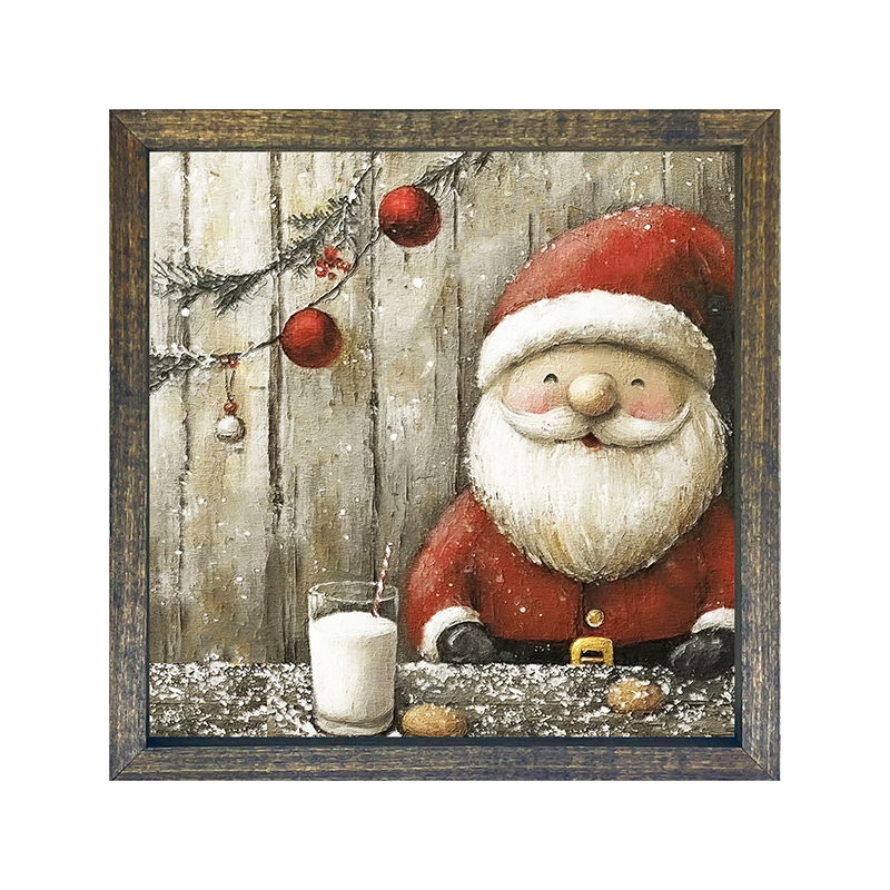 Santa enjoying Cookies and milk