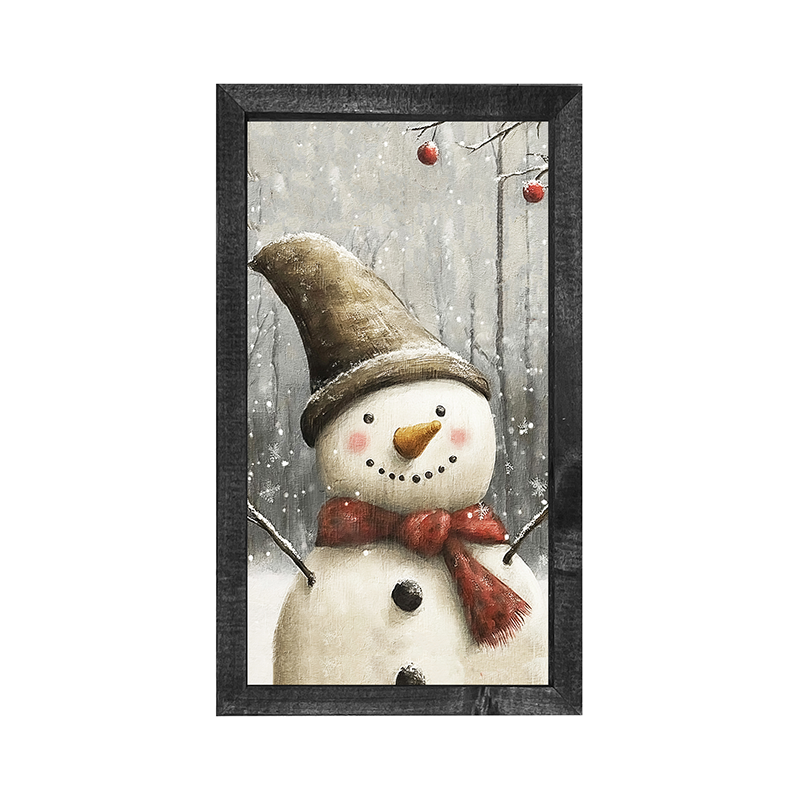 Happy Snowman with Ornaments - Vertical Frame