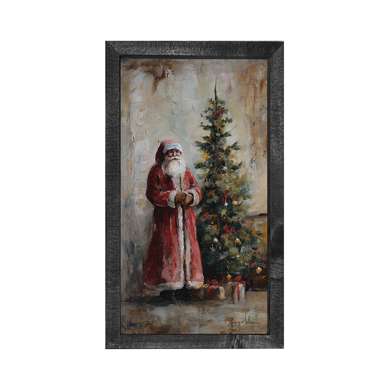 Santa with Christmas Tree - Vertical Frame