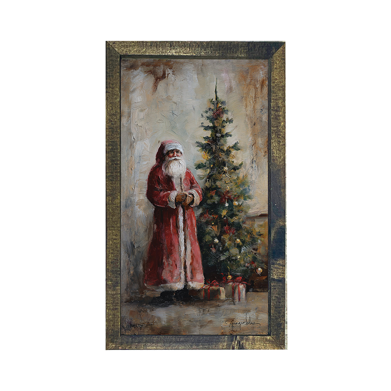 Santa with Christmas Tree - Vertical Frame