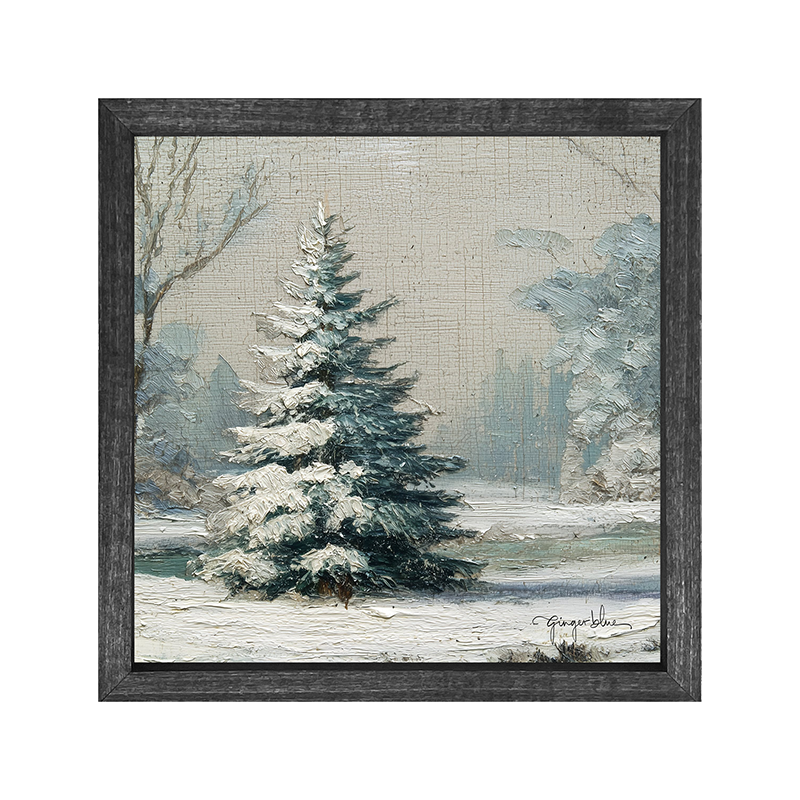 Snowy Pine near Pond