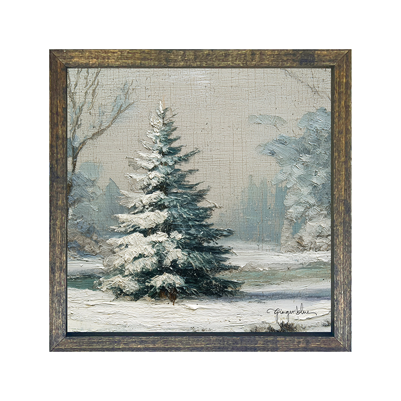 Snowy Pine near Pond