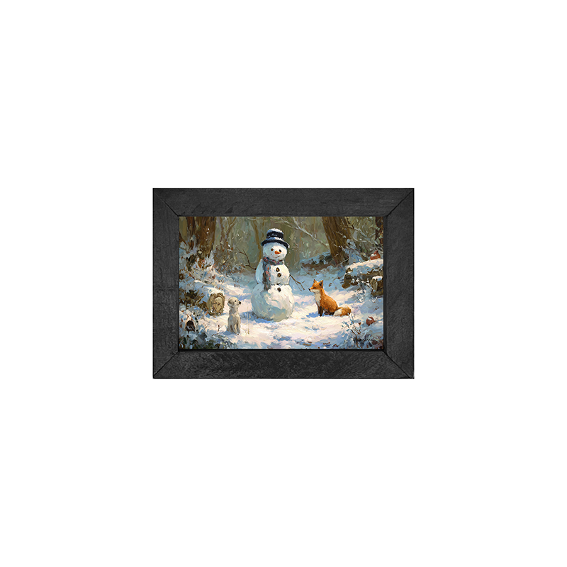 Snowman with Dog and Fox - Horizontal Frame