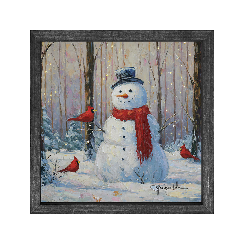 Snowman with Cardinals