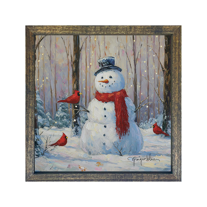 Snowman with Cardinals