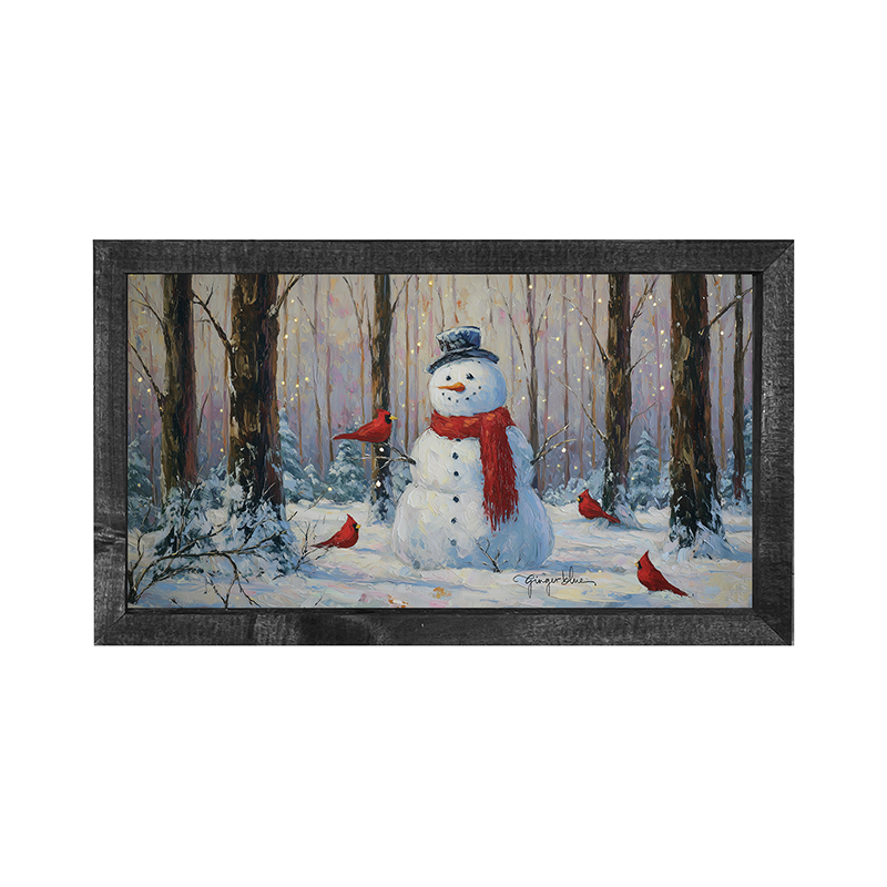 Snowman with Cardinals - Horizontal Frame