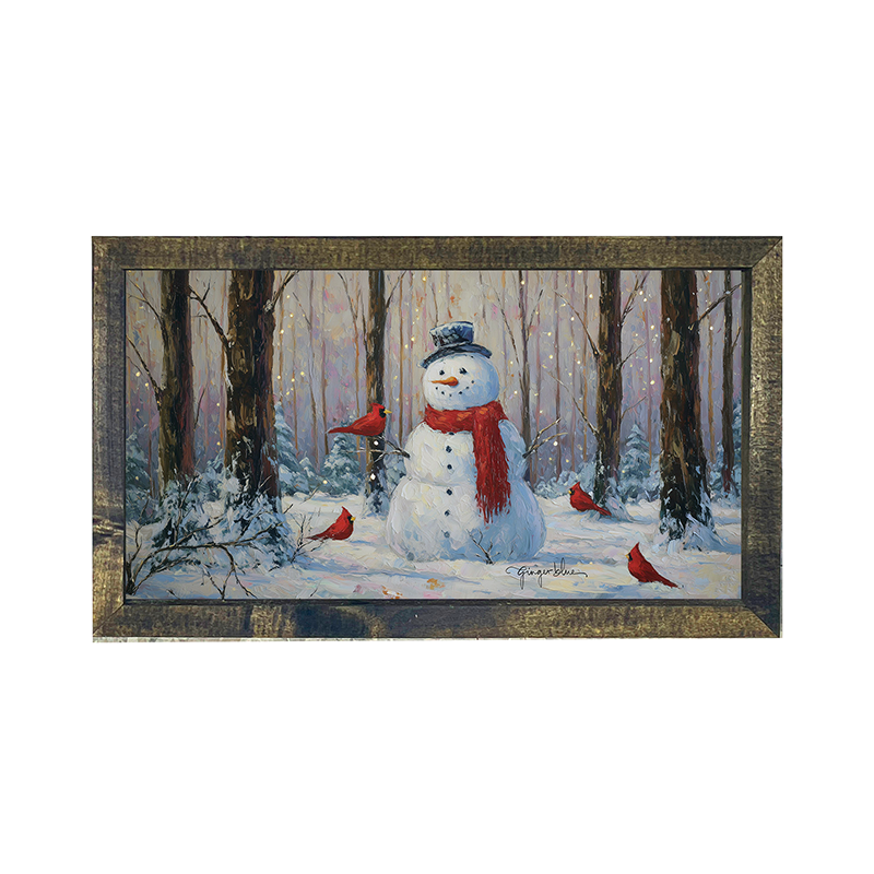 Snowman with Cardinals - Horizontal Frame