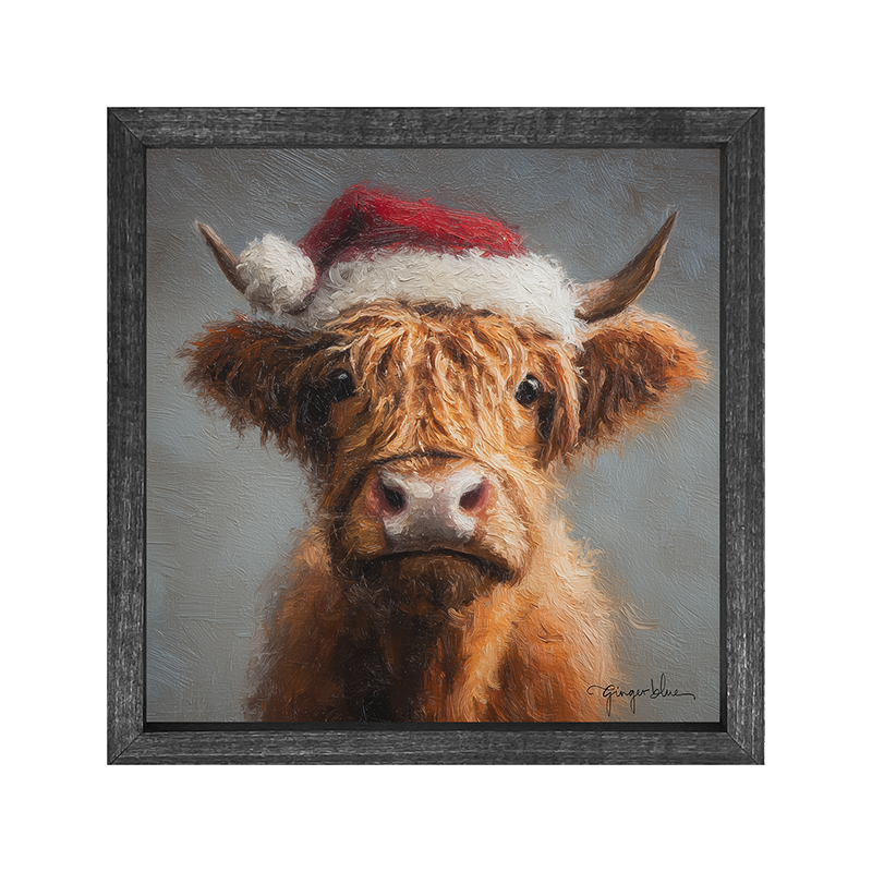 Santa Hat Highland Cow
