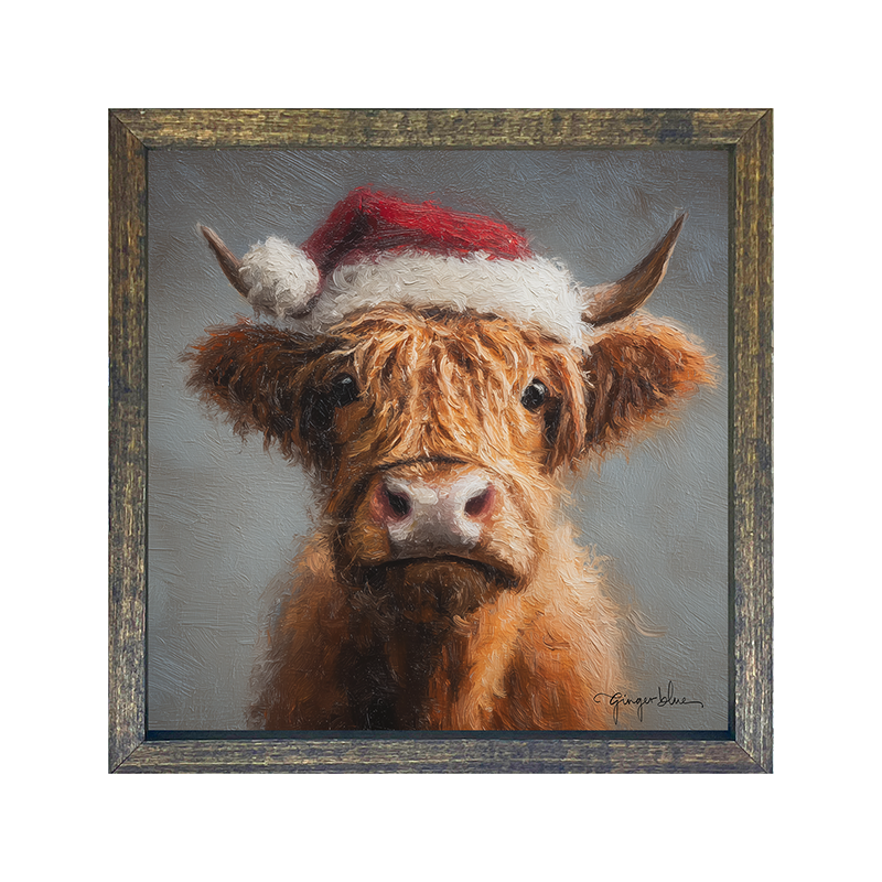 Santa Hat Highland Cow
