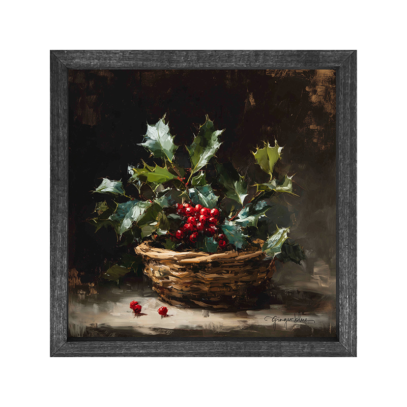Holly in Woven Basket