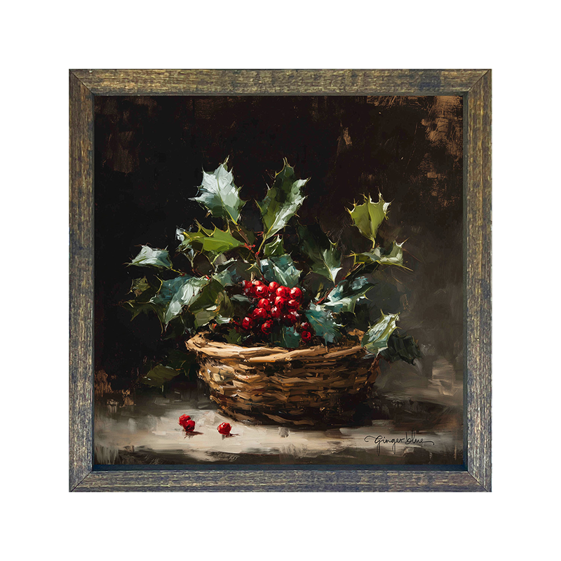 Holly in Woven Basket