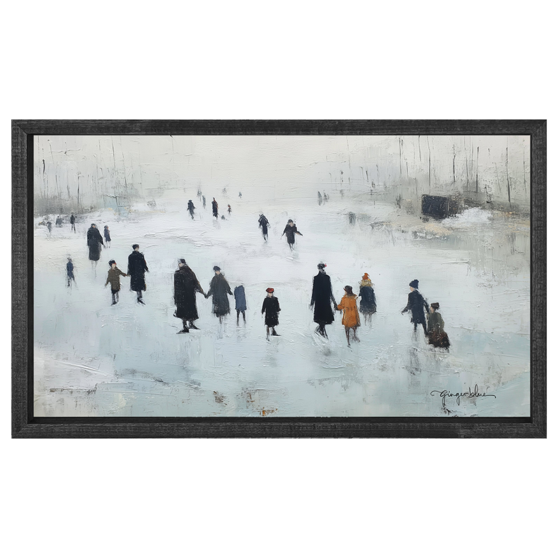 Ice Skating at the Pond - Horizontal Frame