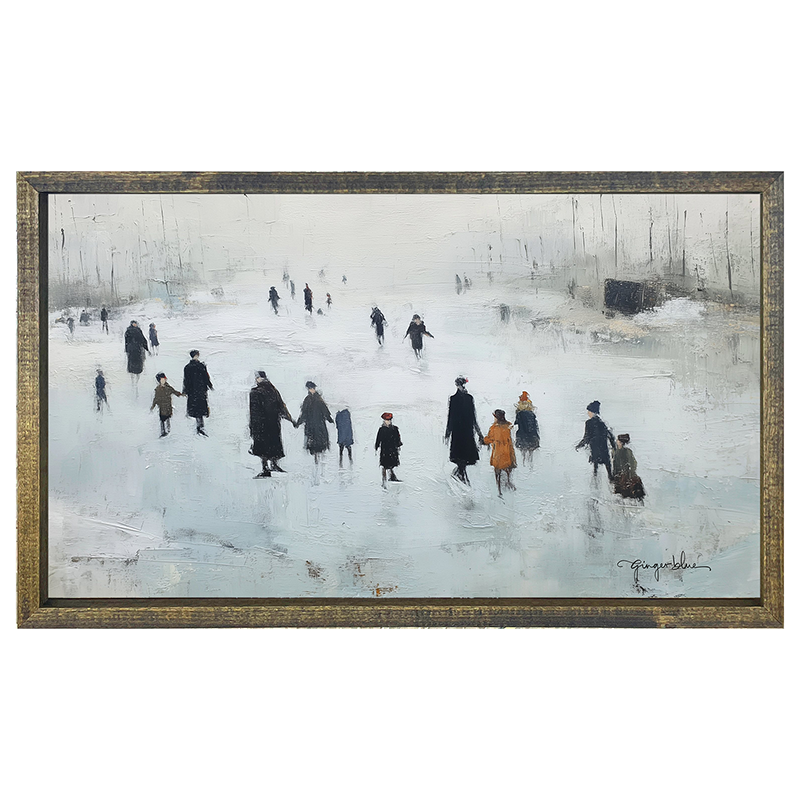 Ice Skating at the Pond - Horizontal Frame