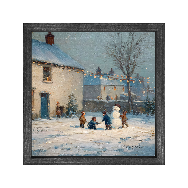 Children Making a Snowman at Home