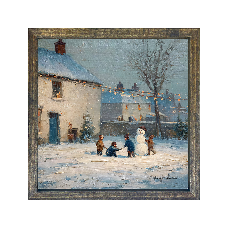 Children Making a Snowman at Home