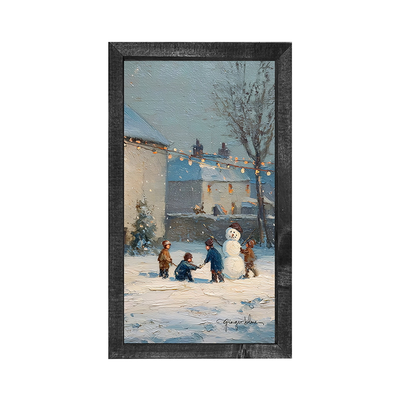 Children Making a Snowman at Home - Vertical Frame