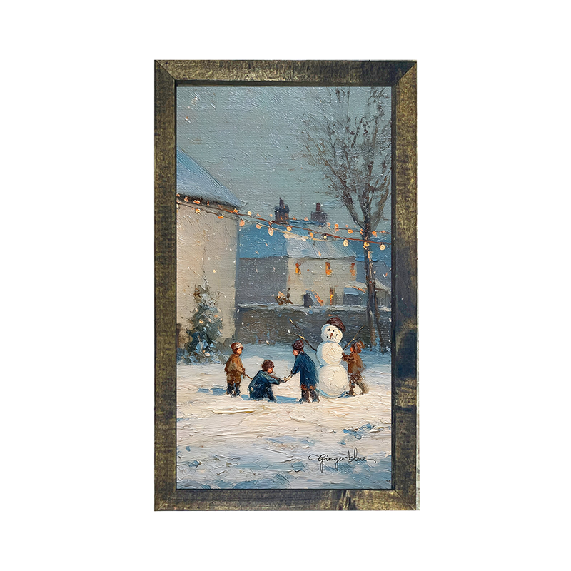 Children Making a Snowman at Home - Vertical Frame