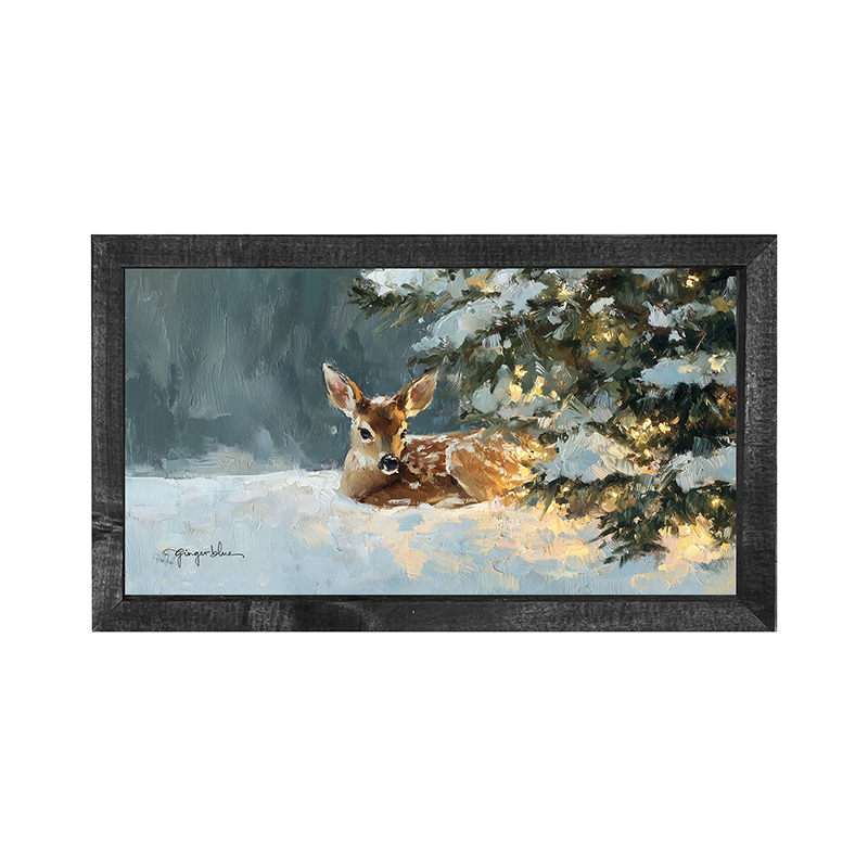 Deer resting near Pine Tree - Horizontal Frame