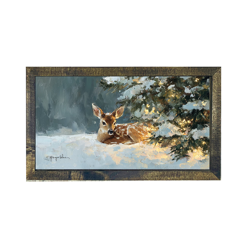 Deer resting near Pine Tree - Horizontal Frame