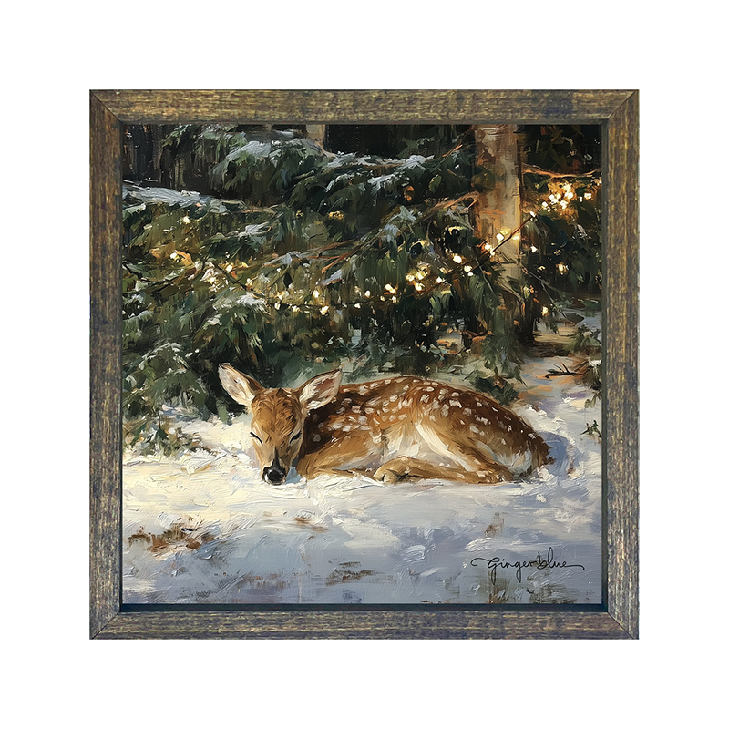 Deer Sleeping under Pine Tree