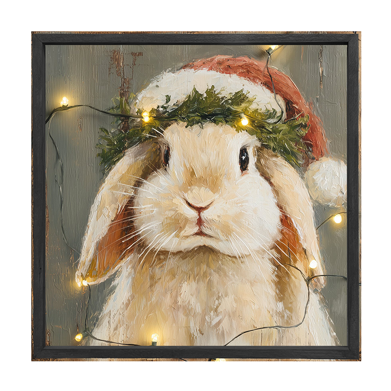 Christmas Lights with Tan Bunny