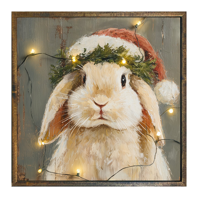Christmas Lights with Tan Bunny