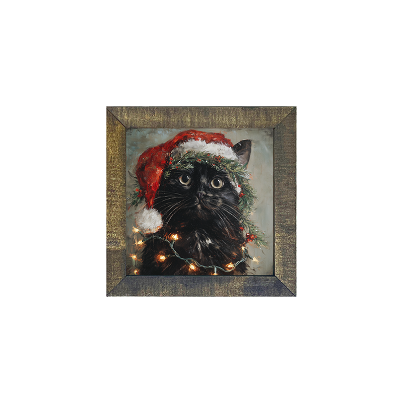 Christmas Lights with Black Cat