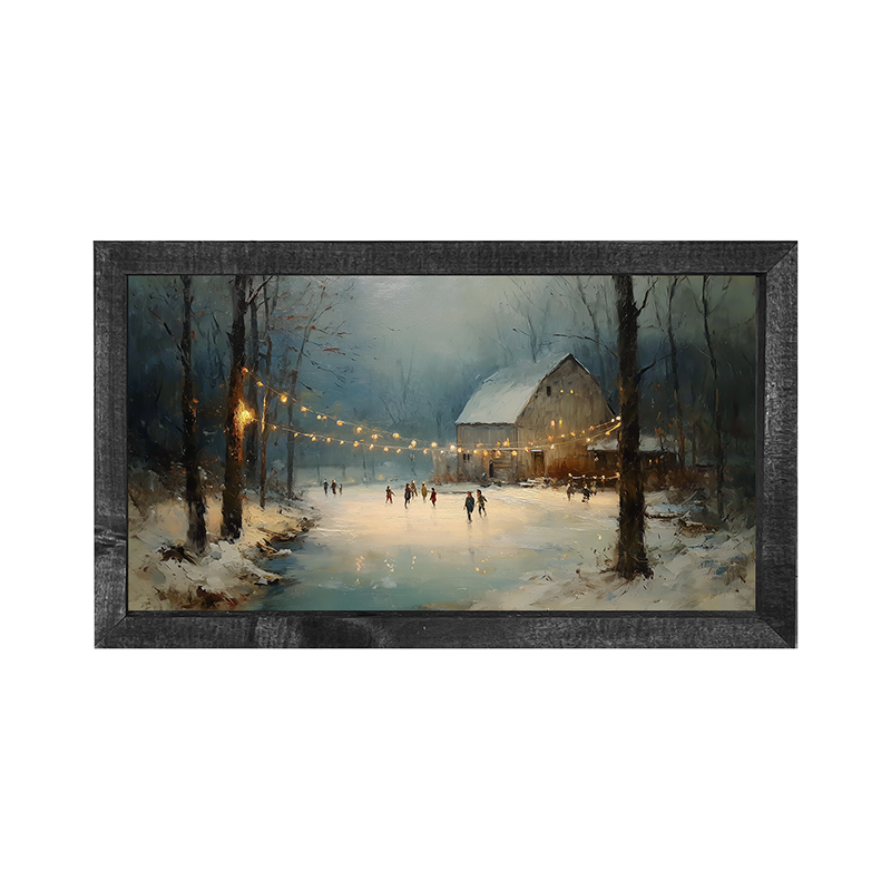 Ice Skating at the Old Barn - Horizontal Frame