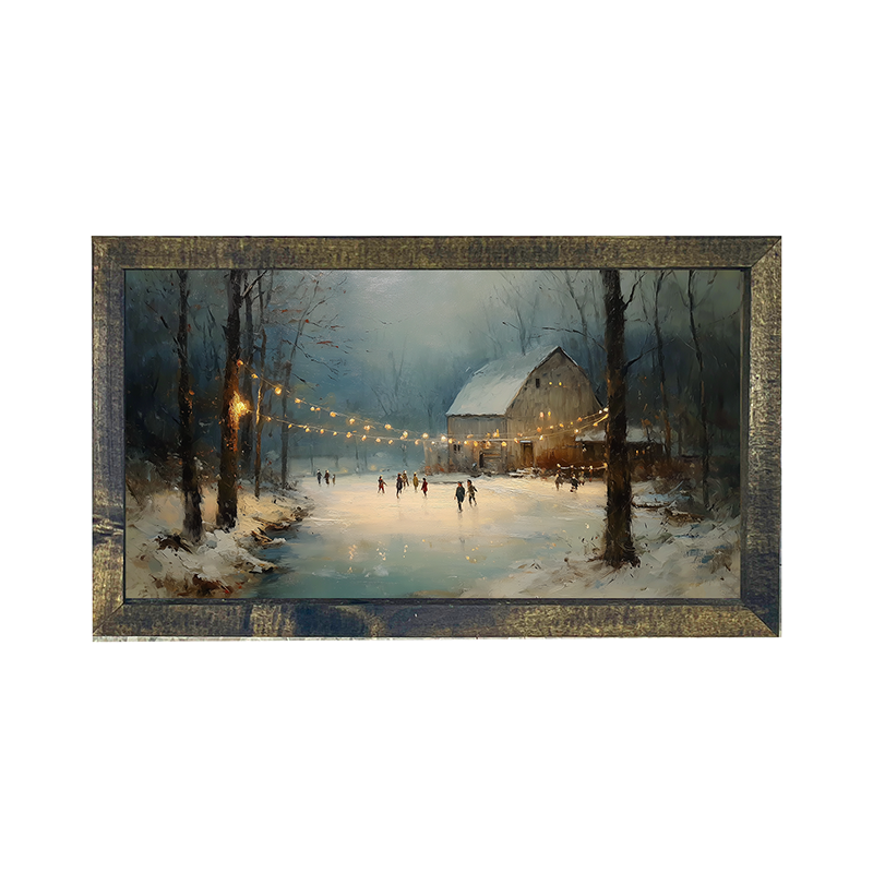 Ice Skating at the Old Barn - Horizontal Frame