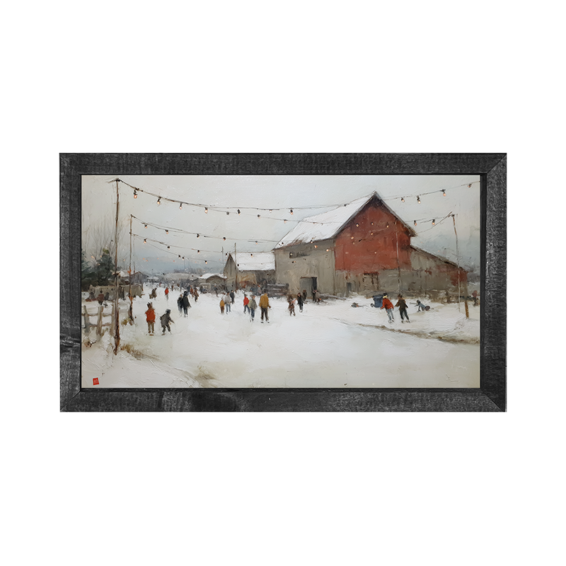 Visiting the Farm in Winter - Horizontal Frame