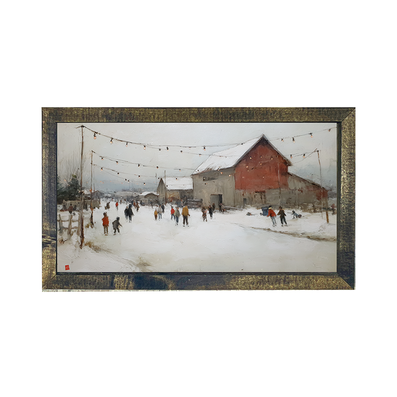 Visiting the Farm in Winter - Horizontal Frame