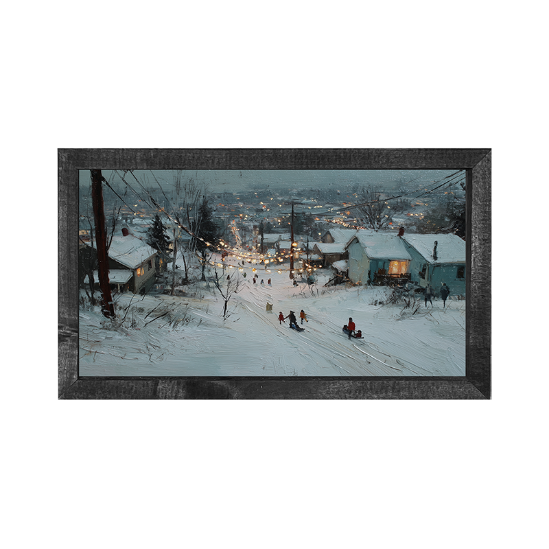 Sledding in the Neighborhood - Horizontal Frame