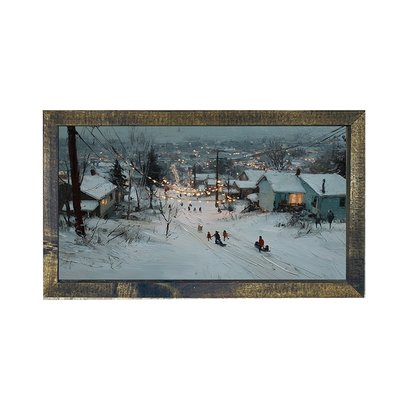 Sledding in the Neighborhood - Horizontal Frame