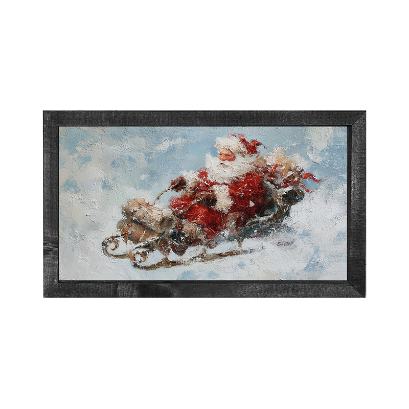 Santa on Sleigh in the Snow - Horizontal Frame