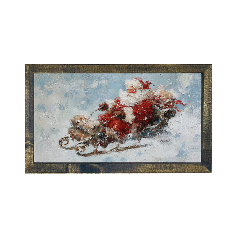 Santa on Sleigh in the Snow - Horizontal Frame