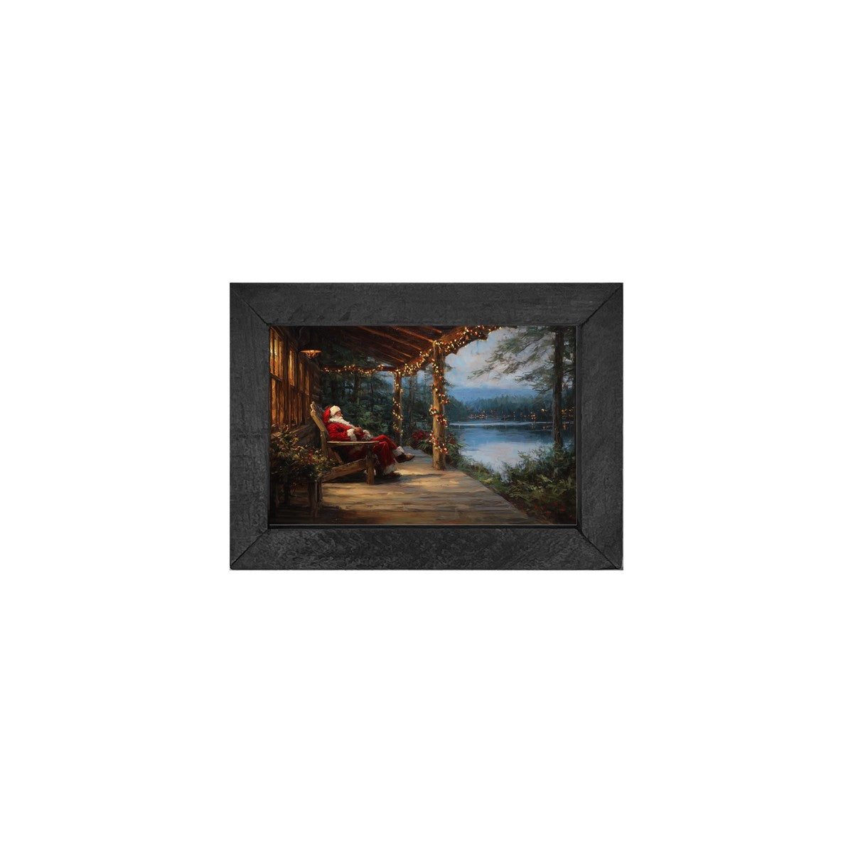 Santa Relaxing at the Cabin - Horizontal Frame
