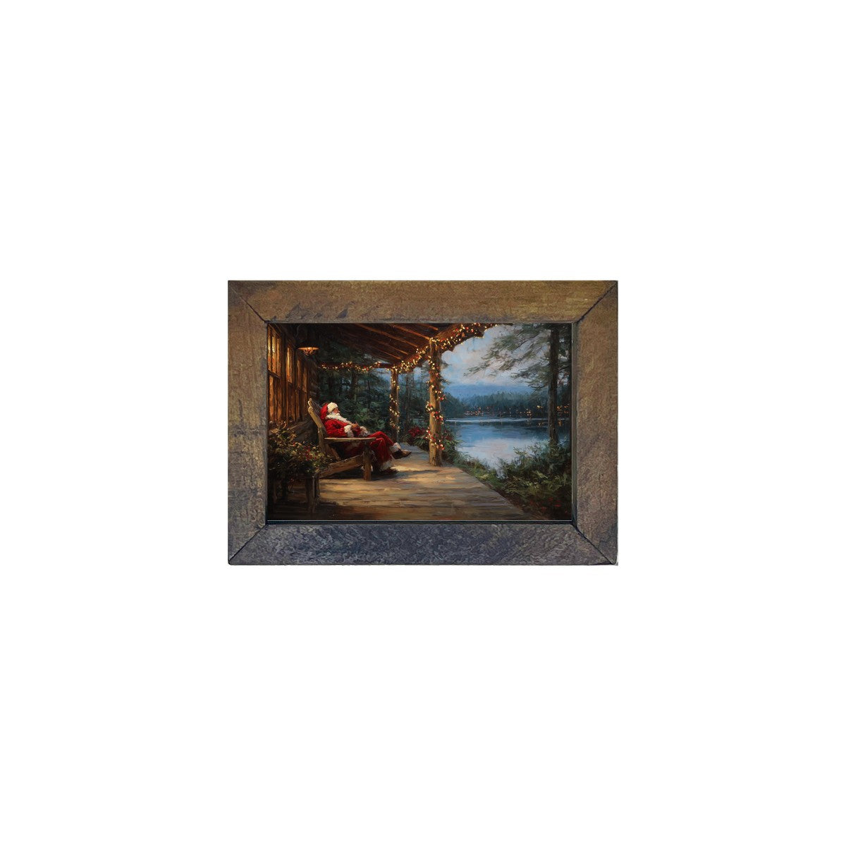 Santa Relaxing at the Cabin - Horizontal Frame