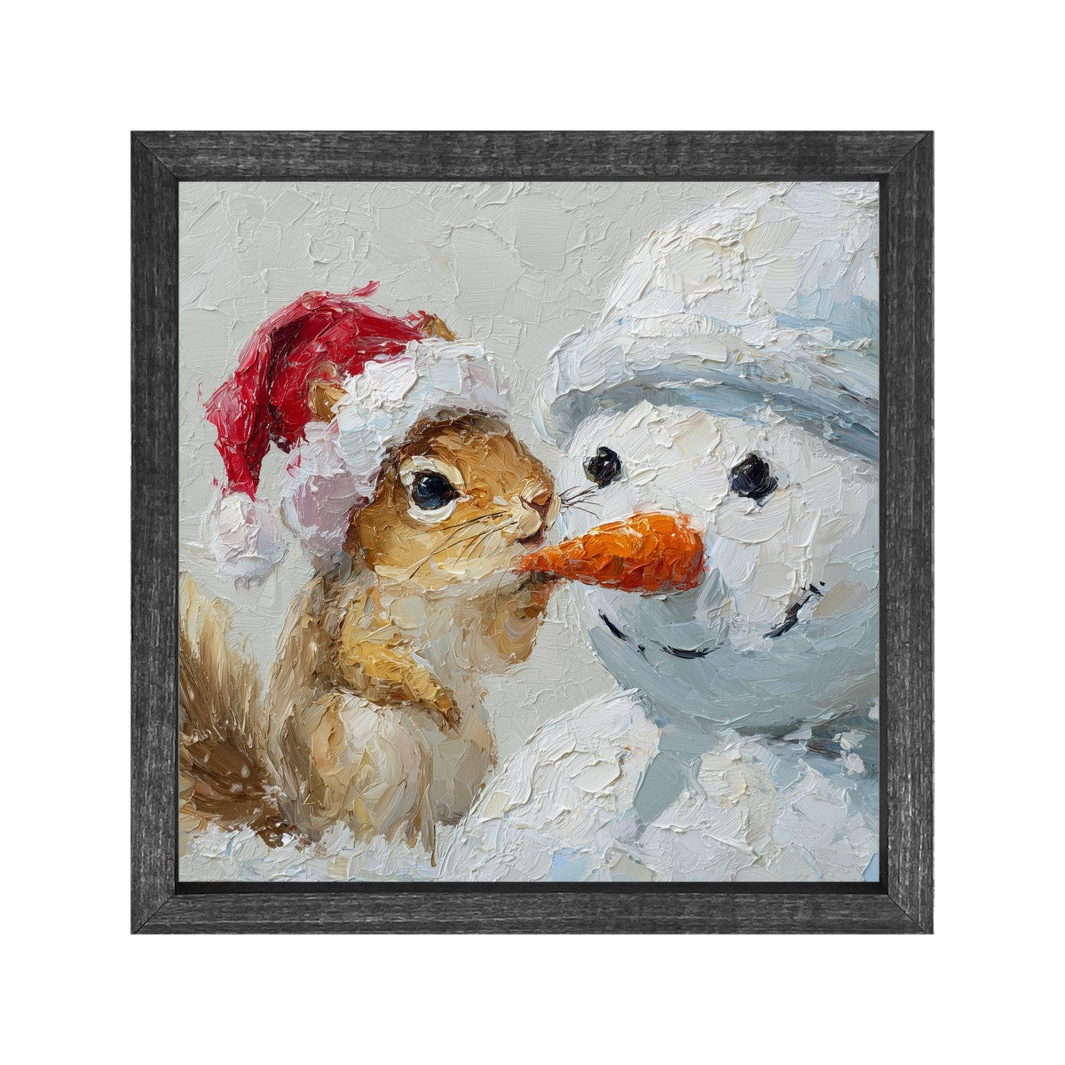 Squirrel with Snowman - Square Frame