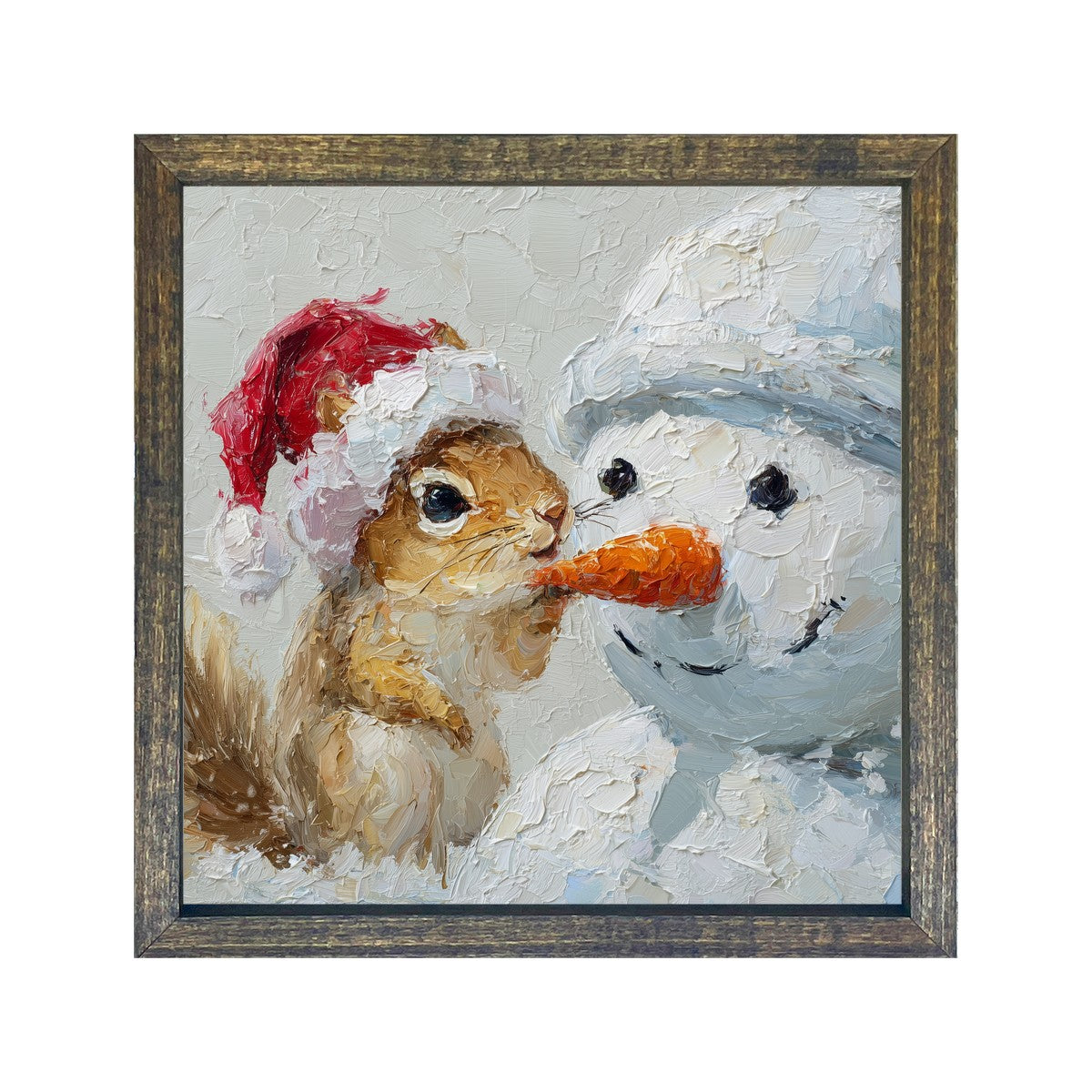 Squirrel with Snowman - Square Frame