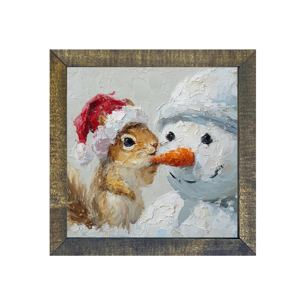 Squirrel with Snowman - Square Frame