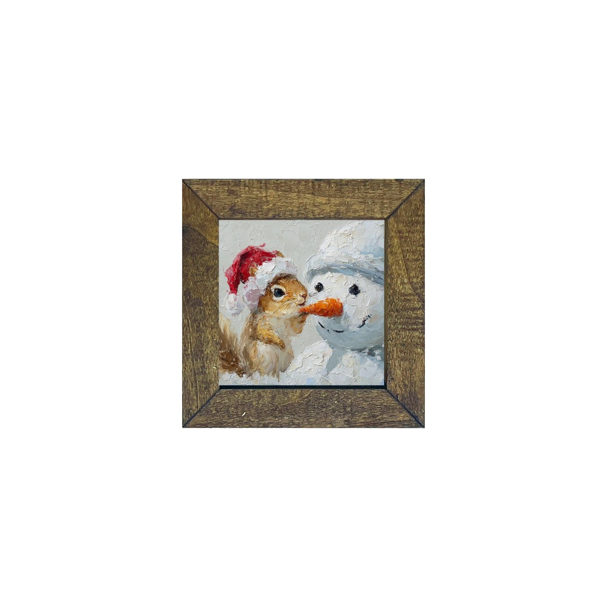 Squirrel with Snowman - Square Frame