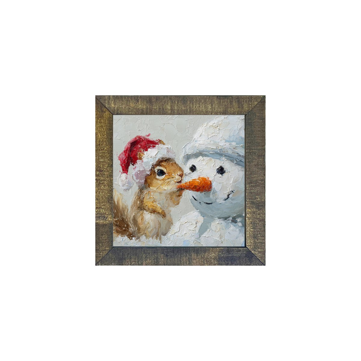 Squirrel with Snowman - Square Frame