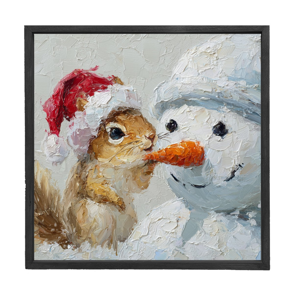 Squirrel with Snowman - Square Frame