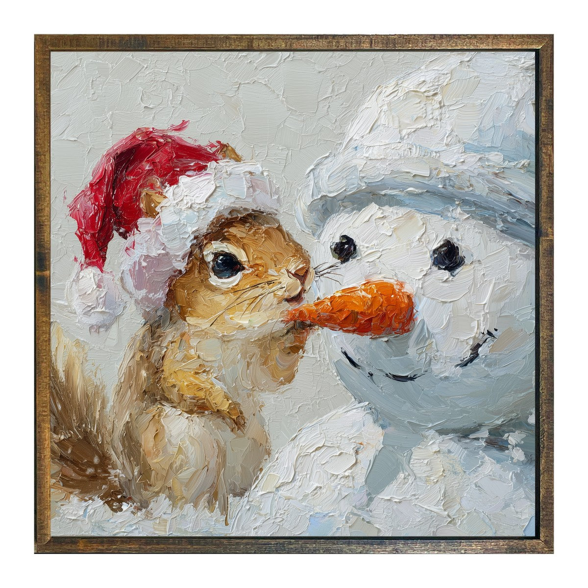 Squirrel with Snowman - Square Frame