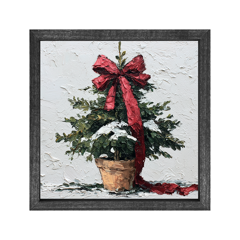 Bow-Tie Potted Christmas Tree - Square Frame