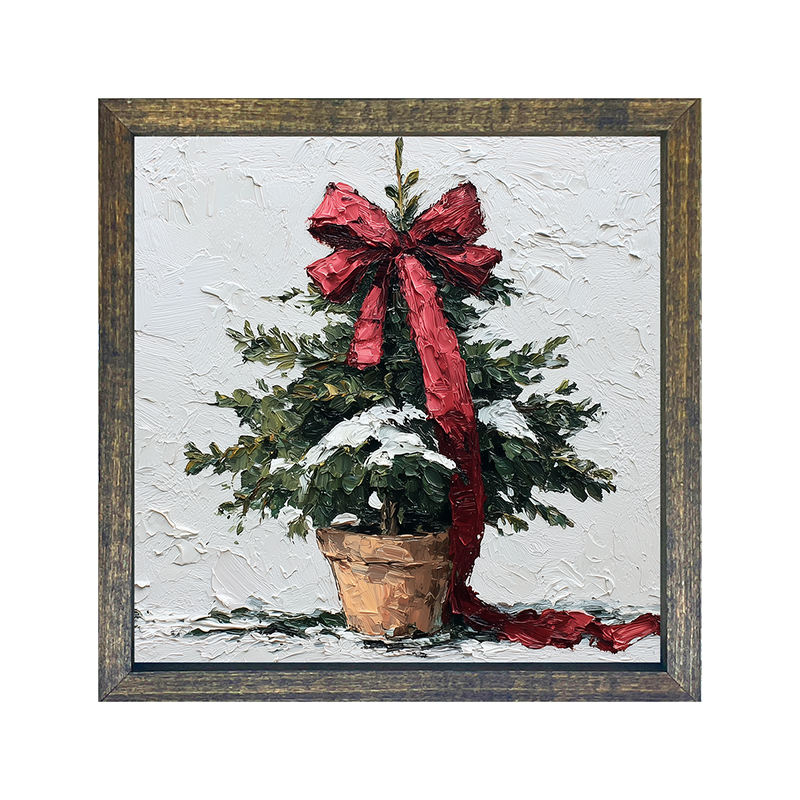 Bow-Tie Potted Christmas Tree - Square Frame