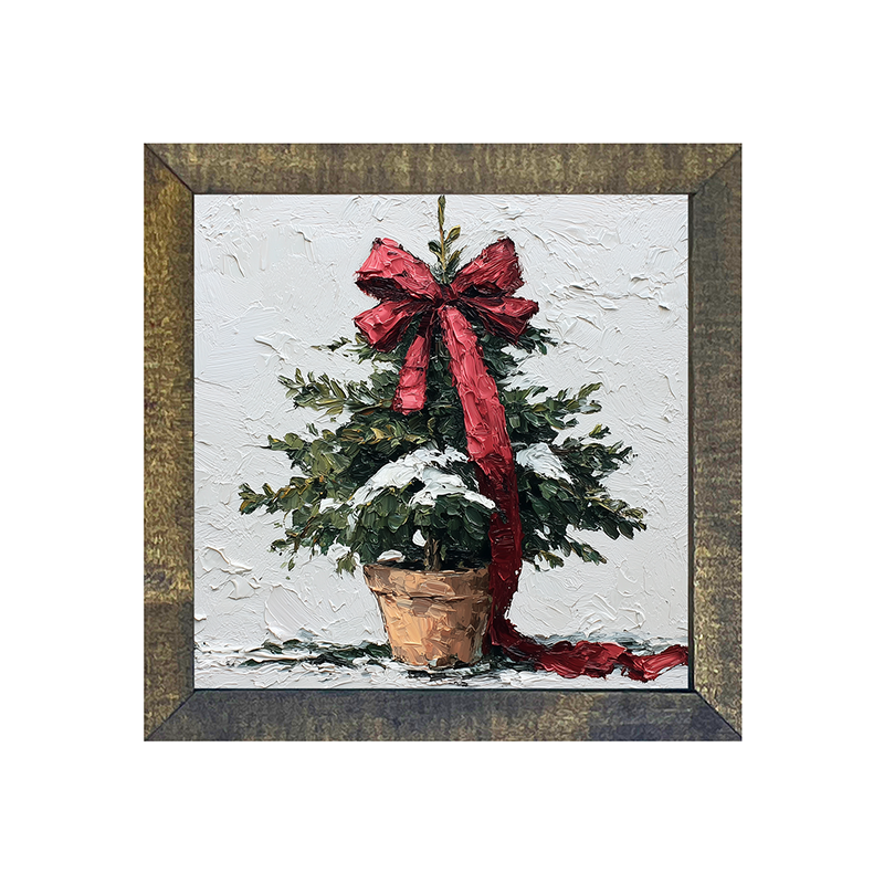 Bow-Tie Potted Christmas Tree - Square Frame